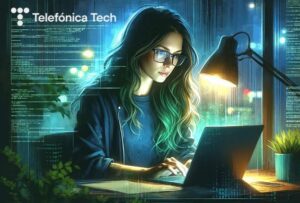 imagen chica programando para Ciberseguridad: avances, tendencias y amenazas en 2023 de Telefónica tech