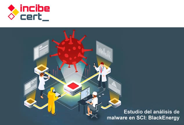 Ilustración de profesionales analizando datos para hacer un control del virus banner para Estudio del análisis de malware en SCI: BlackEnergy – Ciberseguridad Industrial