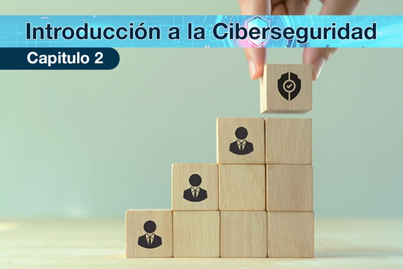 Escalera bloques de madera con CISOS impresos y un escudo en el ultimo. Capitulo 2 Introducción a la ciberseguridad: Conceptos clave de ciberseguridad